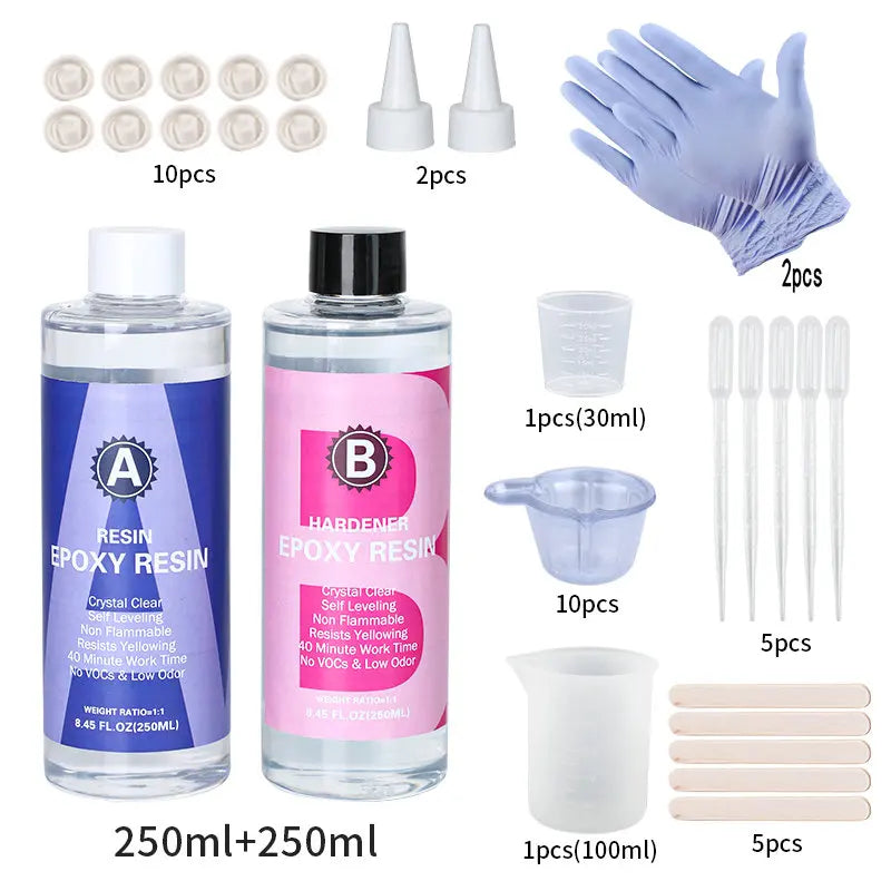 1:1 Crystal Clear Epoxy Resin Kit – High Gloss Bubble-Free Art Resin for Casting & Jewelry DIY