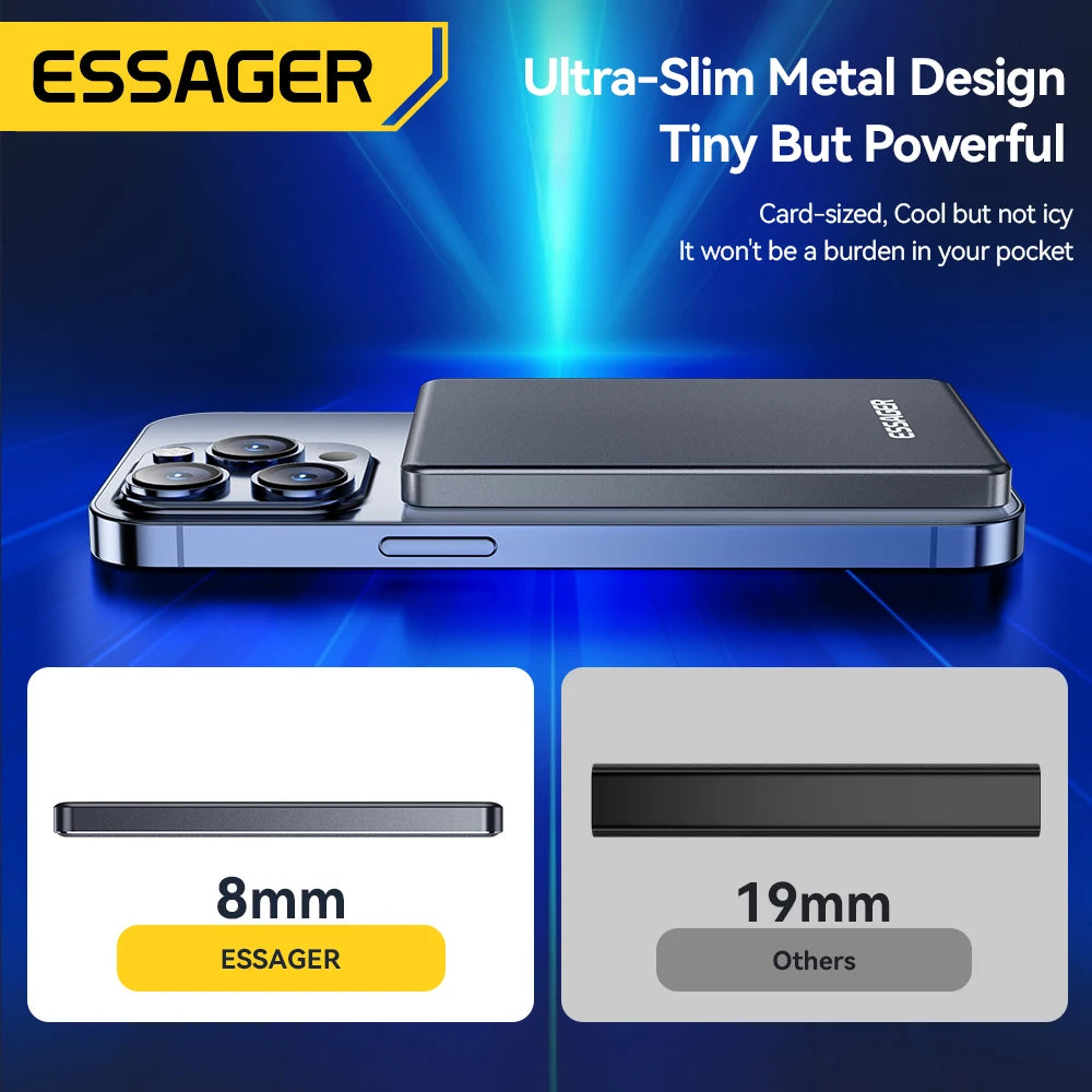5000mAh Magnetic Power Bank 20W PD Wireless Fast Charging Slim Portable Charger for iPhone MagSafe