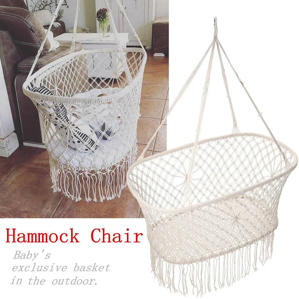 Nordic Style Newborn Indoor and Outdoor Cotton Rope Hammock Hanging Chair Swing Baby Cradle Baby Bed Rocking Chair