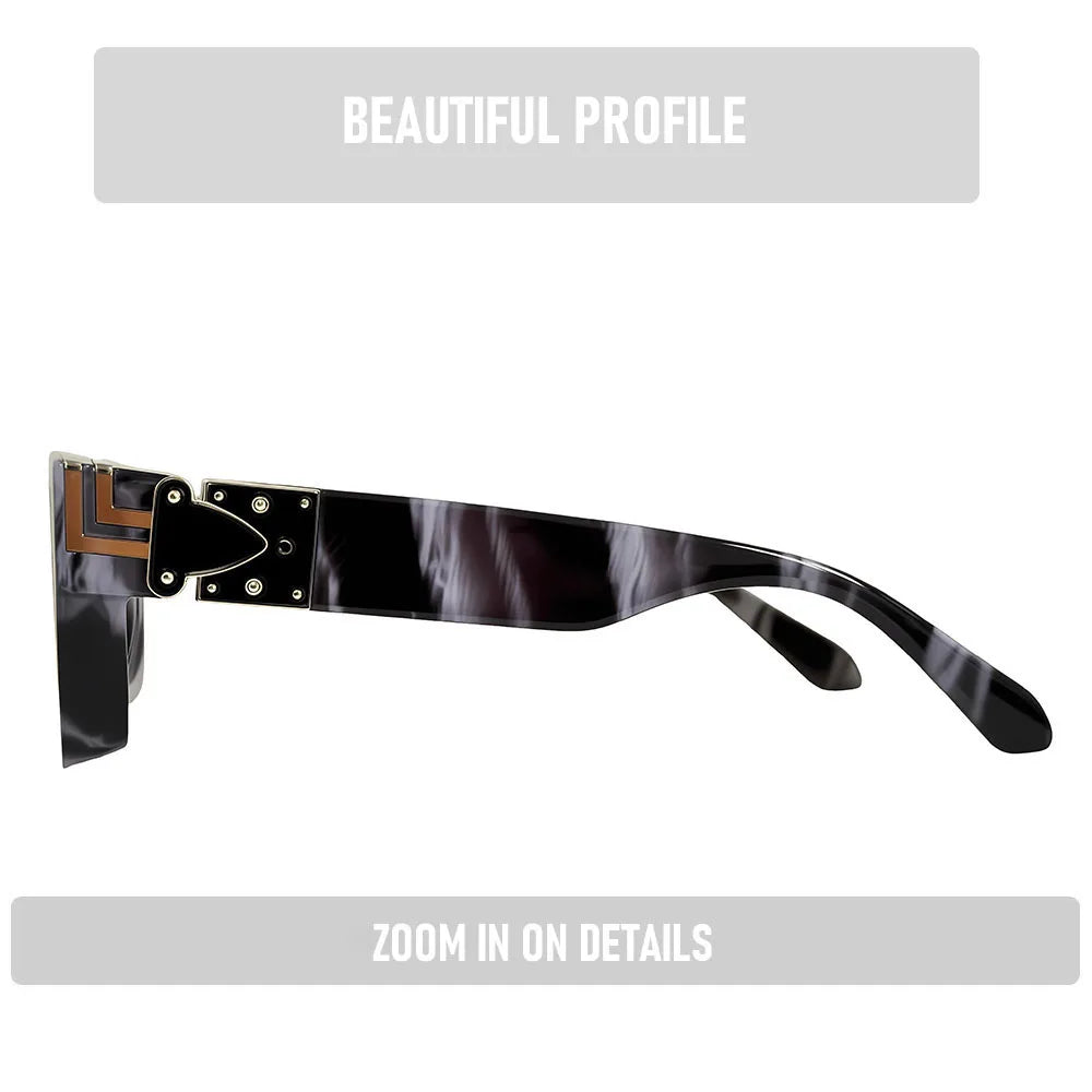 Vintage Square Thick Frame Sunglasses With UV400 Protection