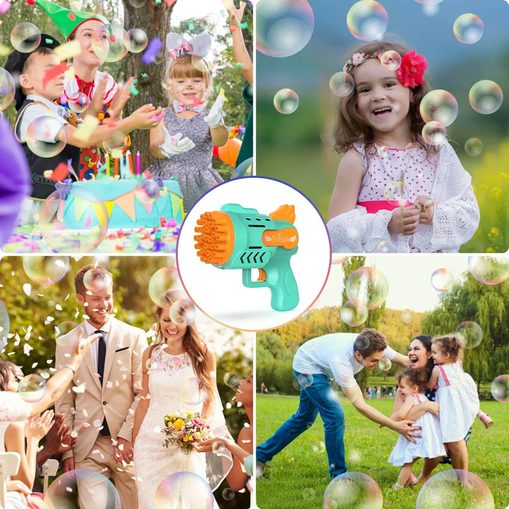 Bubble Gun Kids Toys Electric Automatic Soap Rocket Bubbles Machine Outdoor Wedding Party Toy LED Light Children