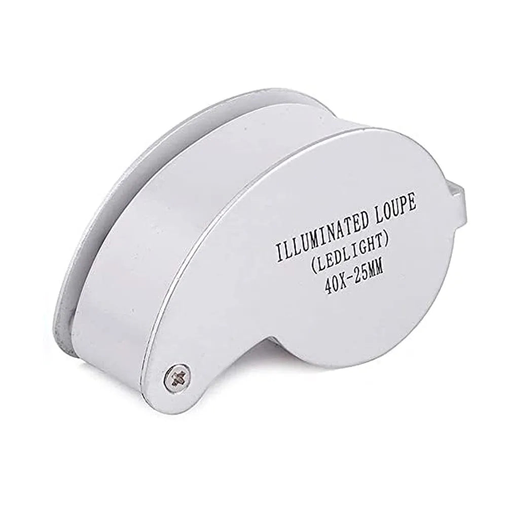 40X LED Foldable Jewelry Loupe 25mm Pocket Magnifier