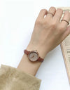 Vintage Luxury Literary Ladies Quartz Watch Brown Brown Thin Small Leather Strap Ladies Elegant Bracelet Watch