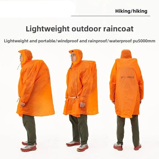 Ultralight Waterproof Nylon Rain Poncho for Hiking Cycling and Camping