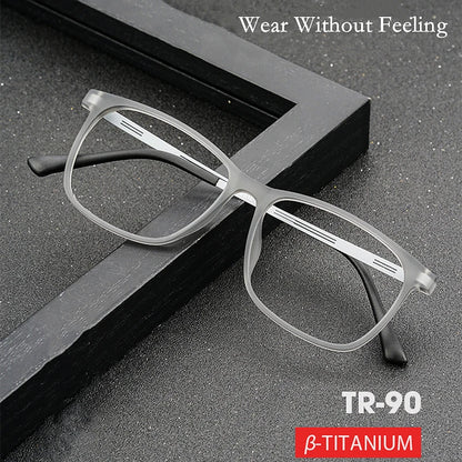 Super Light Titanium Allo Eyeglasses Frame Big Face Fashion Myopia Square Optical Prescription Glasses Frame Men 9825