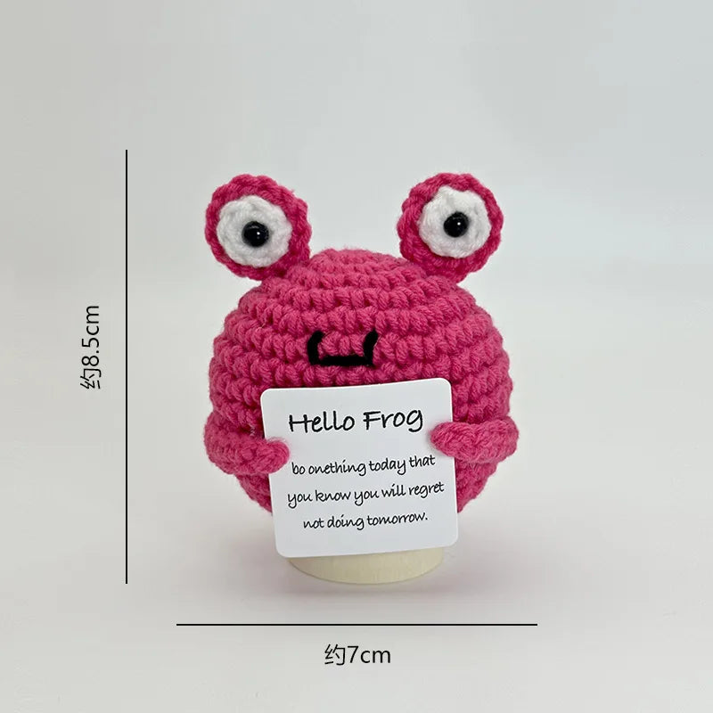 3 Pcs Funny Positive Crochet Sunshine Doll Desktop Ornament Handmade Cheer Emotional Support Positive Sun with Card Home Party Decor