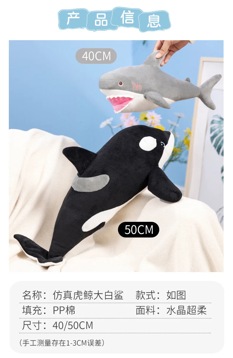 Orca Shark Plush Stuffed Animal Soft Sea Creature Pillow