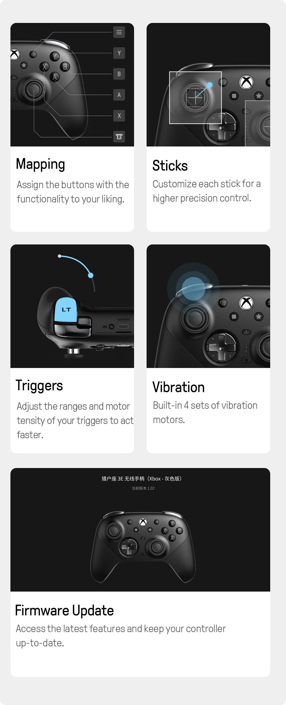 Wireless Gaming Controller with Swappable Parts and TMR Joysticks for Xbox and PC