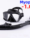 Optical Myopia Snorkel Set Diving Mask Nearsighted Swimming Goggles Short Sighted Panoramic Wide View Adults Youth -1.0To-6.0