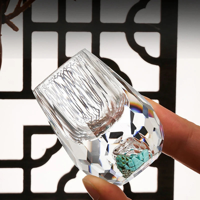 4/6pcs Diamond Crystal Liquor Glasses Set Vodka Shot Glass Wine Glasses Whiskey Glass Spirits Sake Soju Brandy Tea Cup 15ml