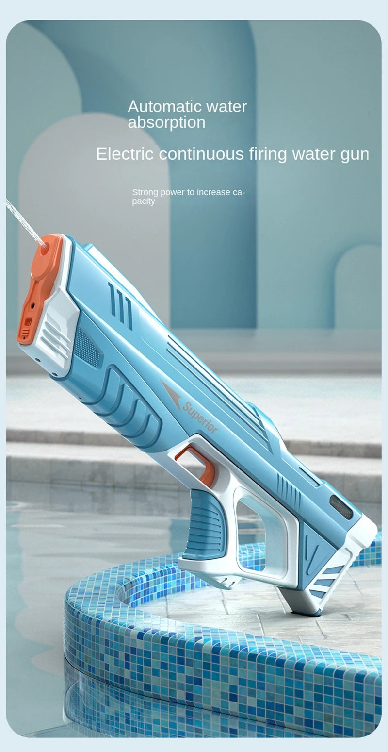Full Automatic Electric Water Gun 43cm Portable Rechargeable Water Blaster for Outdoor Activities