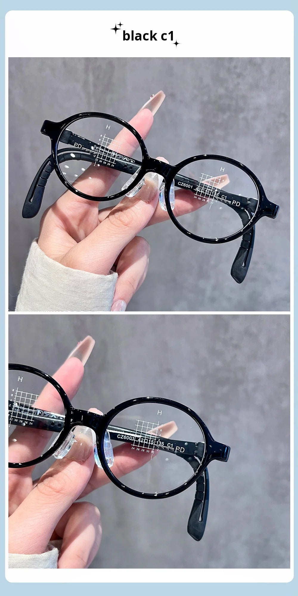 Retro Round Lightweight Flexible Plastic Eyeglasses Frames