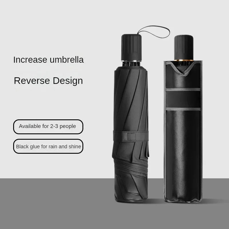 Triple Folding Windproof Reinforced Business Umbrella Dual Use Sun Rain Compact Travel Umbrella
