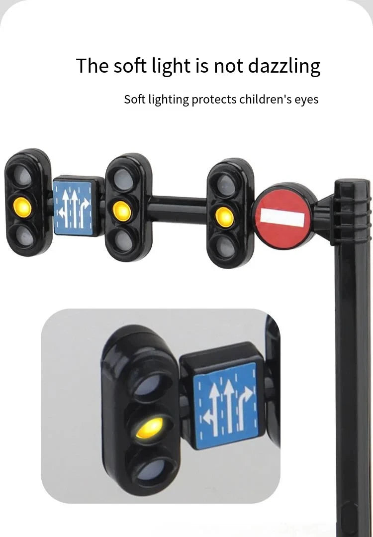 Education Simulation Traffic Lights Toys s Signpost Gas Station Indicator Warning Car Model Pretend Play Toys