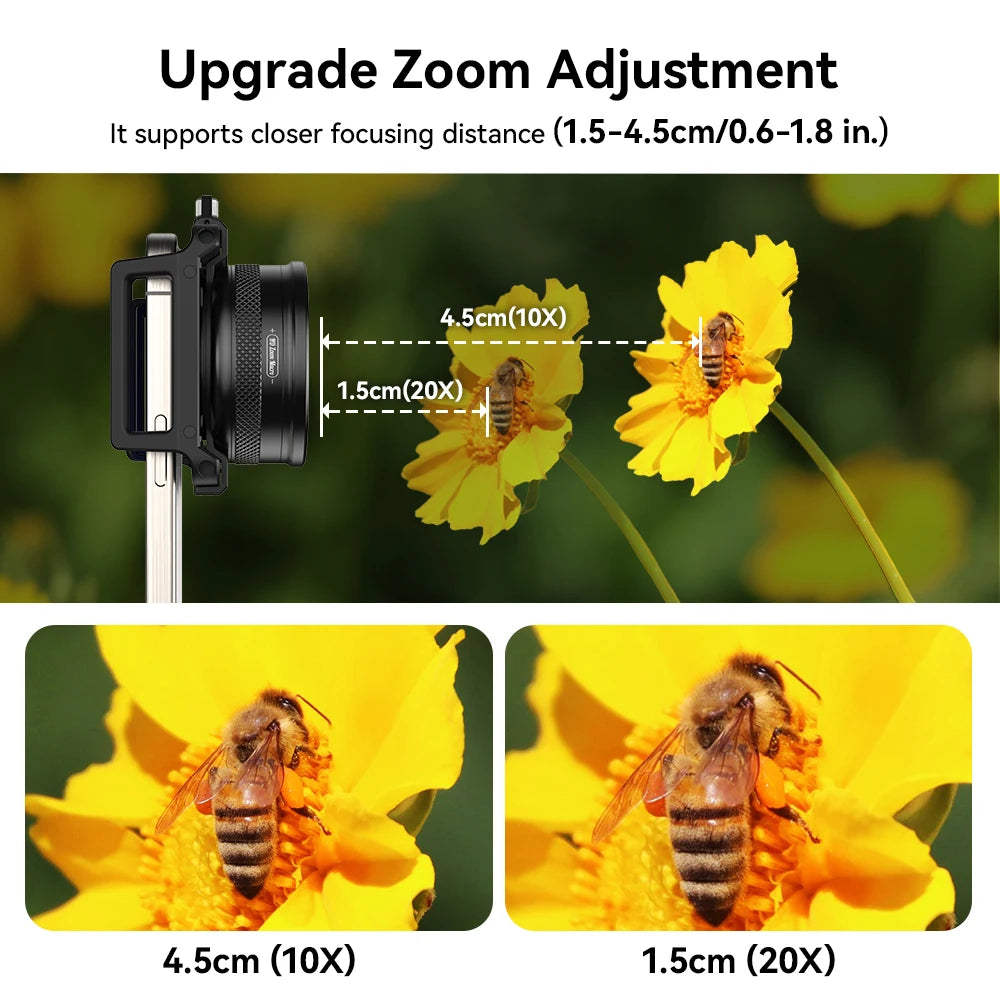 10X to 20X Zoom Macro Smartphone Lens with Universal Clip