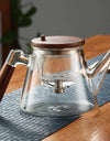 Easy One Click Tea Separation Filtration Glass Teapots With Wood Handle 850ml Tea Water Separation Tea Pot With Infuser Filter