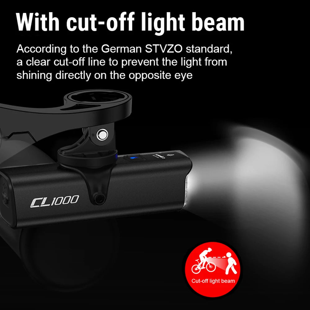 Bike Front Light IPX6 waterproof Rechargeable Bicycle Light 1000LM Cycling Headlight LED Flashlight MTB Bike Lamp