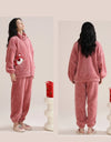 Women’s Christmas Fleece Pajama Set – Warm Flannel Zipper Sleepwear, Thick Coral Velvet