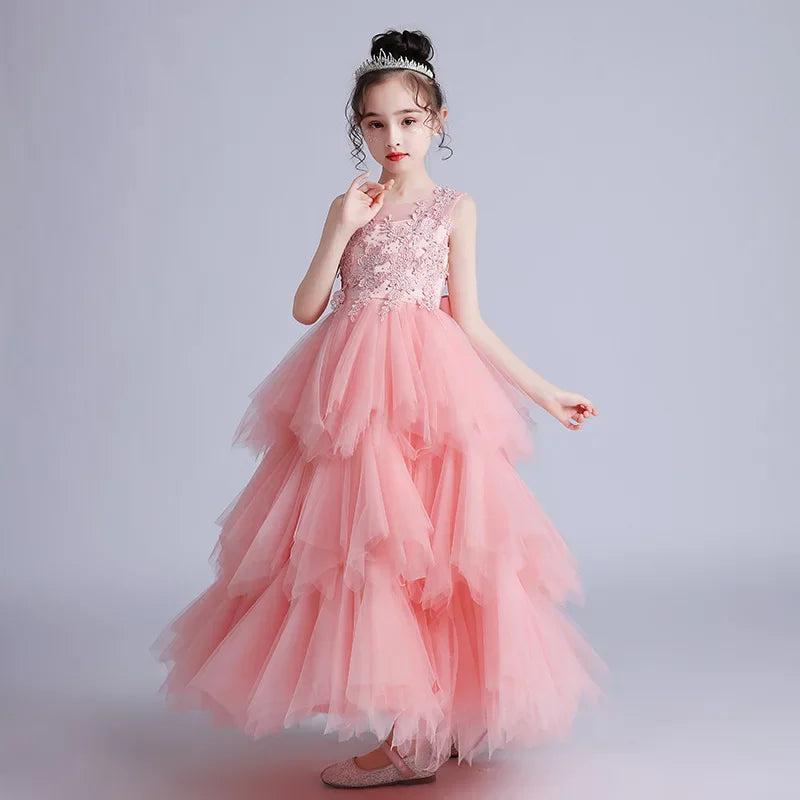 Summer New Girls Party Dresses for Evening Long Puffy Princess Dress Big Child Wedding Dress