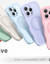 For iPhone 15 Pro Max Case Curly Wave Frame Shape Design Camera Protection Drop Shockproof Compatible with MagSafe Phone Case