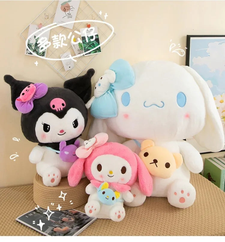 Sanrio Kuromi Plush Dolls 40/50cm Kawaii My Melody Cinnamoroll Soft Stuffed Animals Anime Figure Pillow Cartoon Decor Kids Toys
