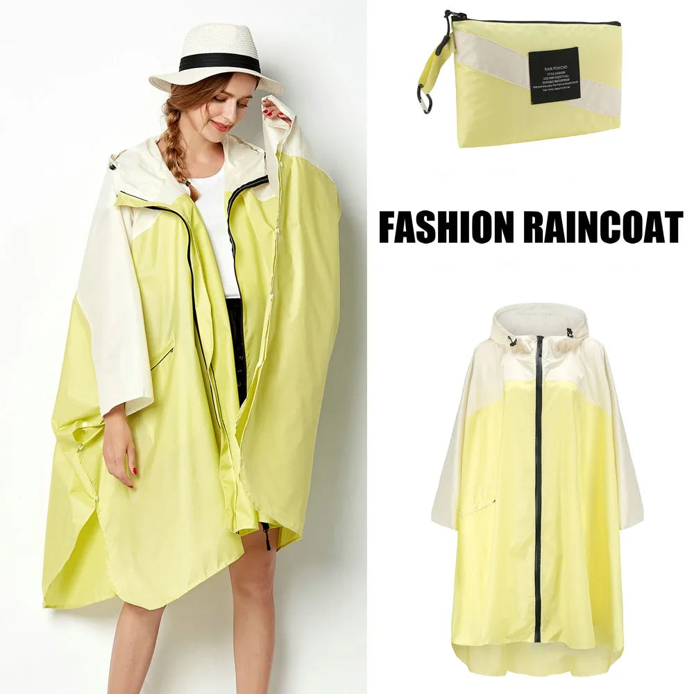 Lightweight Breathable Waterproof Rain Poncho with Belt and Storage Bag