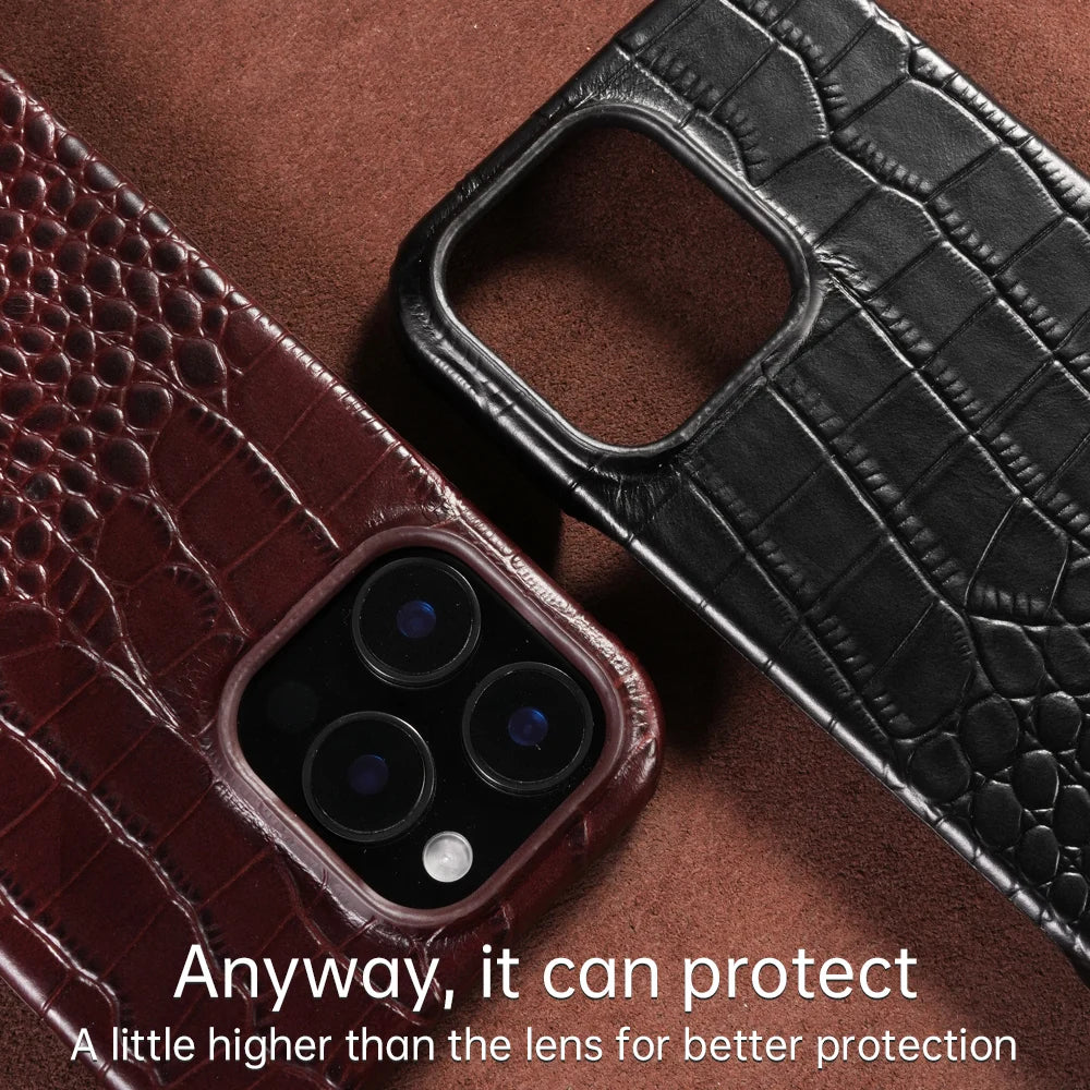 for Magsafe Case for iPhone 15 16 Pro Max Promax 16Pro 15Pro Natural Cowhide Leather  Protector Luxury Phone Back Cover