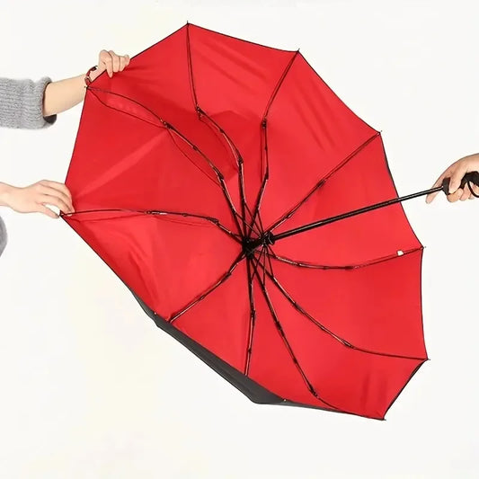 Automatic Folding Umbrella 10 Bone Windproof Sun Rain Protection Business Travel Umbrella