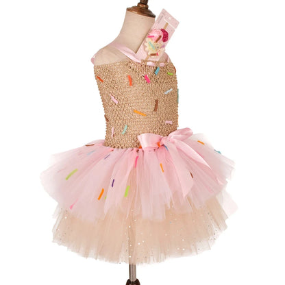 Girls Candy Dress Costumes for Purim Party Newborn Baby Teenagers Handmade Lollipop Cosplay Rainbow Mesh Princess Dress