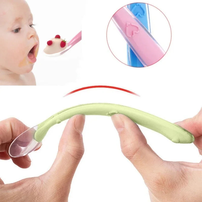 Baby soft silicone Spoon With Storage Box Spoon Baby Feeding Tableware Candy Color Feeder Children's Feeding Supplies Baby Items