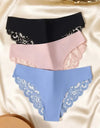 3Pcs/Kit Women Underwear 3 Pieces Women's Lace Panties Briefs Female Soft Ice Silk Lingerie Low Rise