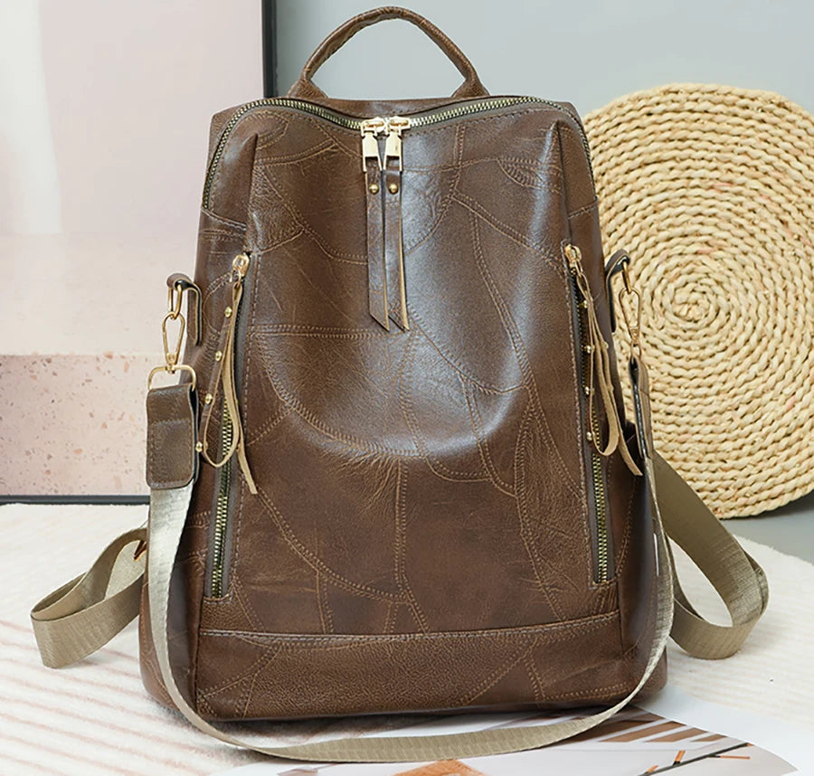 Multifunctional Large Capacity Backpacks High Quality Leather Luxury Designer Brand Women's Backpack