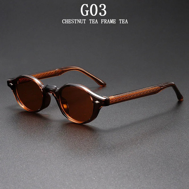 Vintage Oval Acetate Sunglasses With UV400 Protection