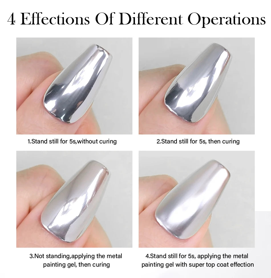 5ml Metallic Painting Gel Polish Strong Silver Effection Nail Art Soak Off Gel Nail Polish Silver Mirror Gel