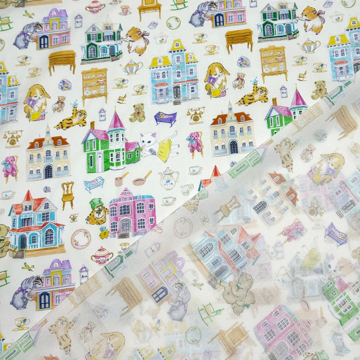 100% cotton Hokkoh-Doll house Milky tana lawn fabric 80s Poplin printing Sewing fabric Making Dress Clothing Handmade DIY Cloth