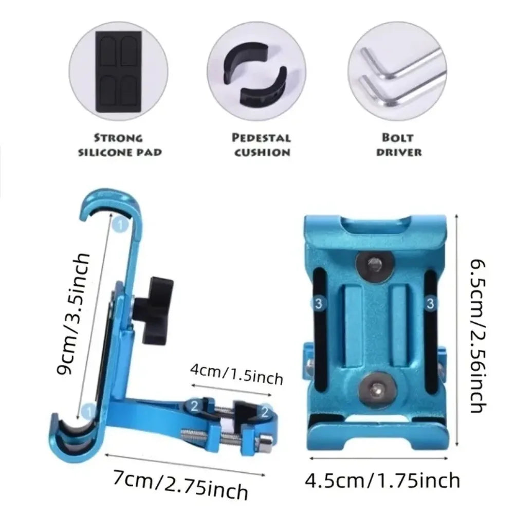 360° Rotate Metal Motorcycle Bike Phone Holder Anti-slip Bracket GPS Navigation Clip Universal Bicycle Stand for All Smartphones