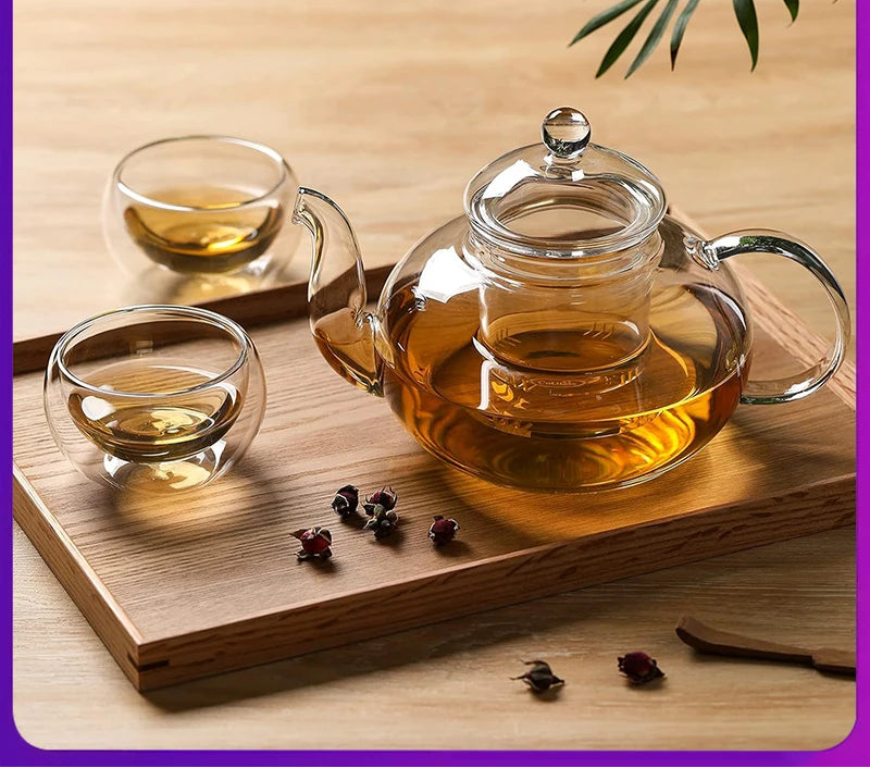 400-1000ml Clear Teapot With Removable Infuser Glass Teapot Stovetop Safe Loose Leaf And Blooming Tea Maker