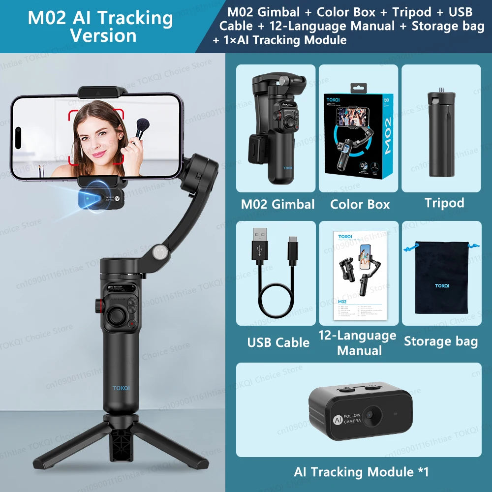 3-Axis Handheld Gimbal Stabilizer for Smartphone with Wireless Remote for iPhone Android Phone Face Tracking Tiktok Vlog