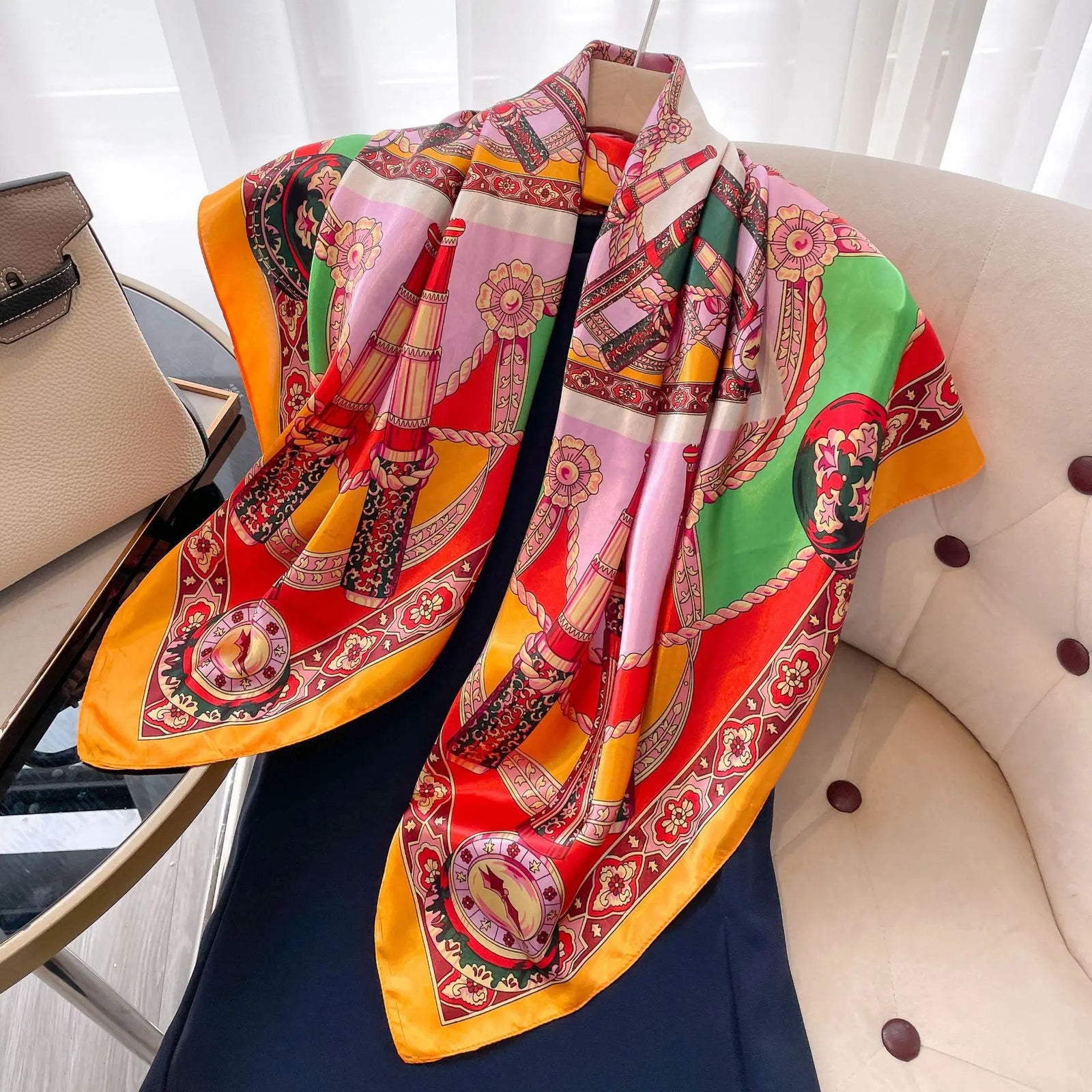 Square Women Scarves Silk Office Ladies Hair Neck Bandanna Headband Foulard Headcloth Muslim Headscarf Female muffler