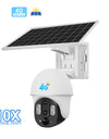 Outdoor Solar 4G Camera 10X Optical Zoom Night Vision Battery CCTV Monitor PIR Human Detection Waterproof Security Video Camera