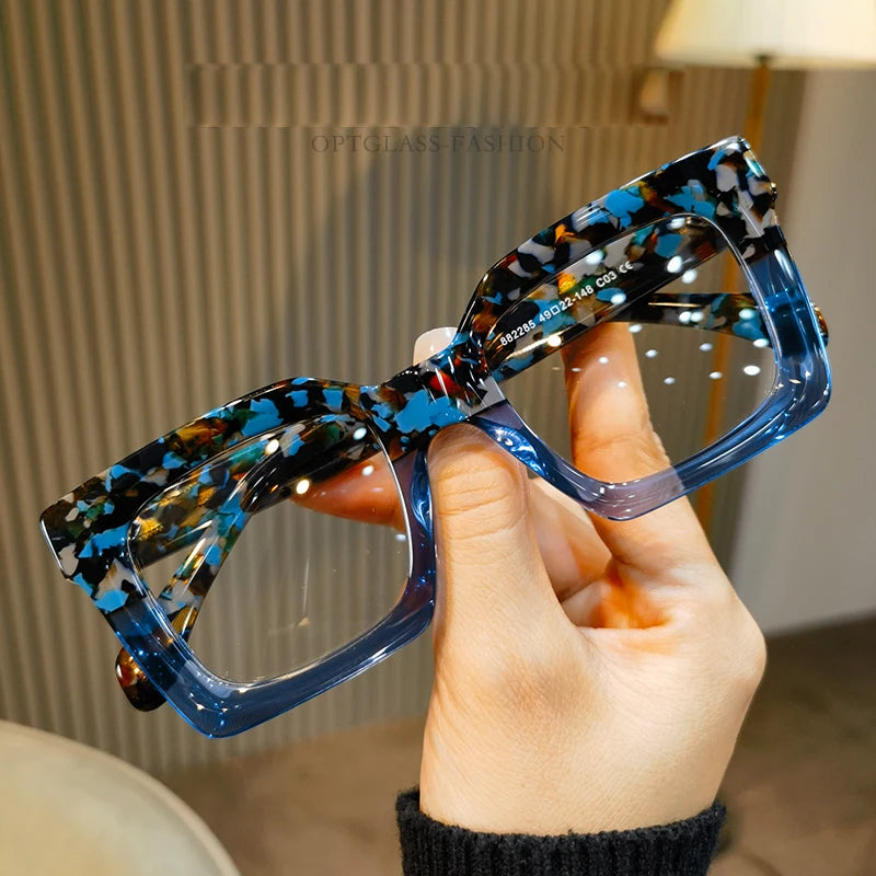 Luxury Acetate Spectacle Frame Fashion Retro Square Eyeglasses Optical Prescription Frames