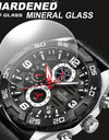Sport Chronograph Clock Military Leather Waterproof Quartz Wrist Watch