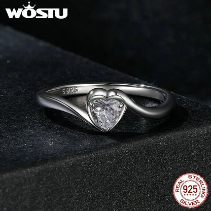 Heart Moissanite Ring For Women Forever Love Diamond Cut 925 Sterling Silver Promise Rings