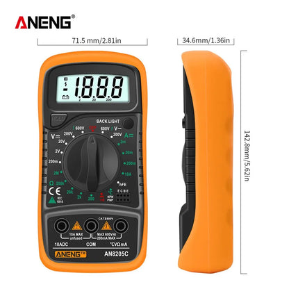 Digital Multimeter AC/DC Ammeter Volt Ohm Multimetro Tester Meter With Thermocouple LCD Backlight Portable