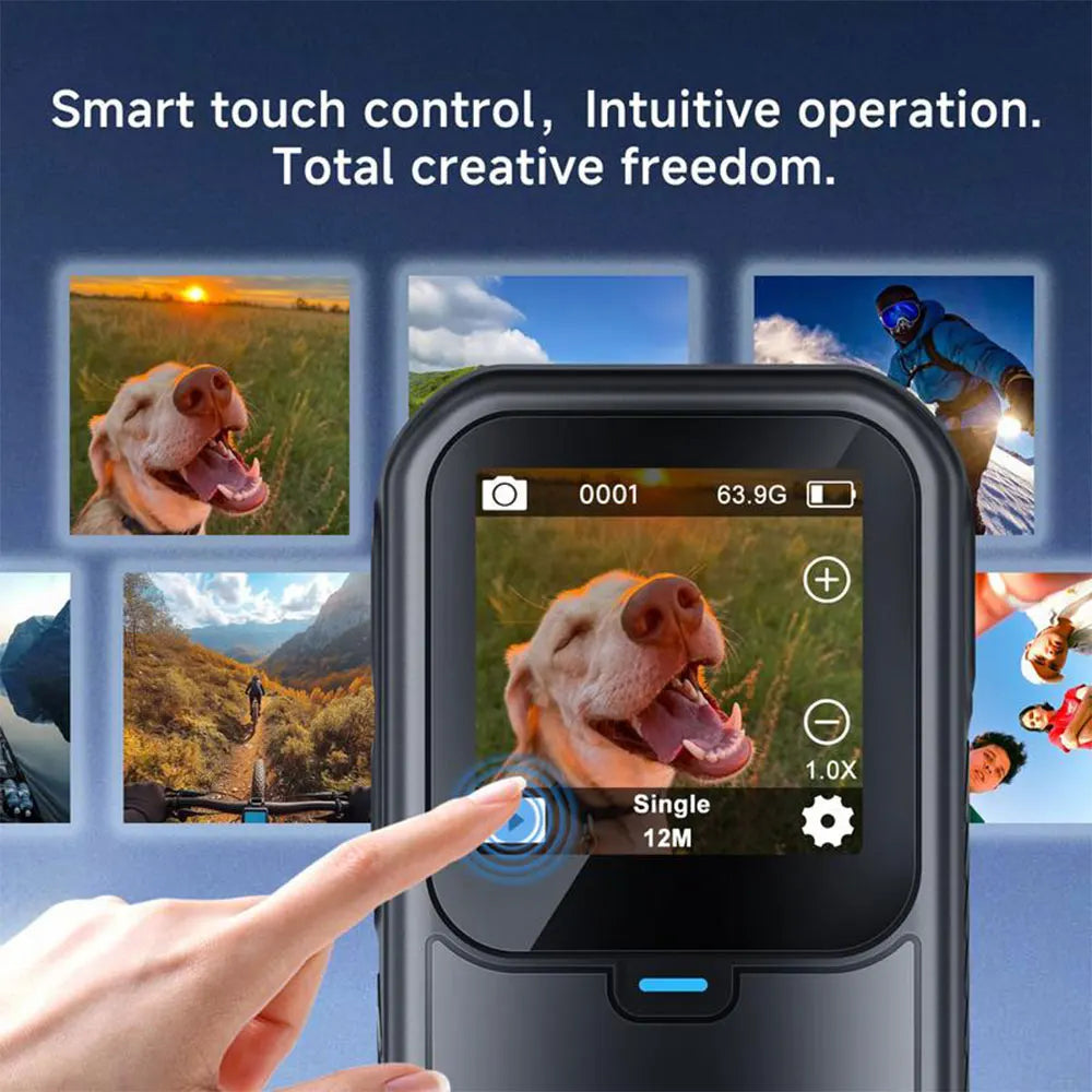 5K Thumb Action Camera 4K 60FPS Waterproof Magnetic Sports Body Cam with 6-Axis Stabilization WiFi Touch Screen