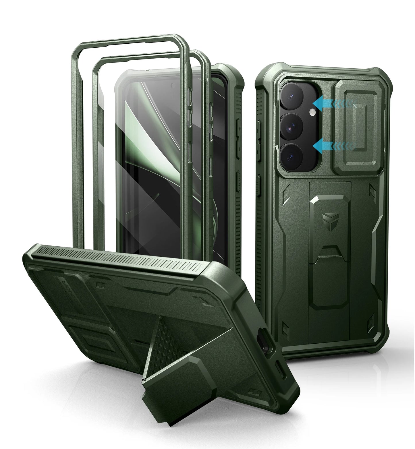 For Samsung Galaxy S25 Plus 2025 Case Full Body Rugged Case with Camera Cover & Built-in Screen Protector Kickstand Case