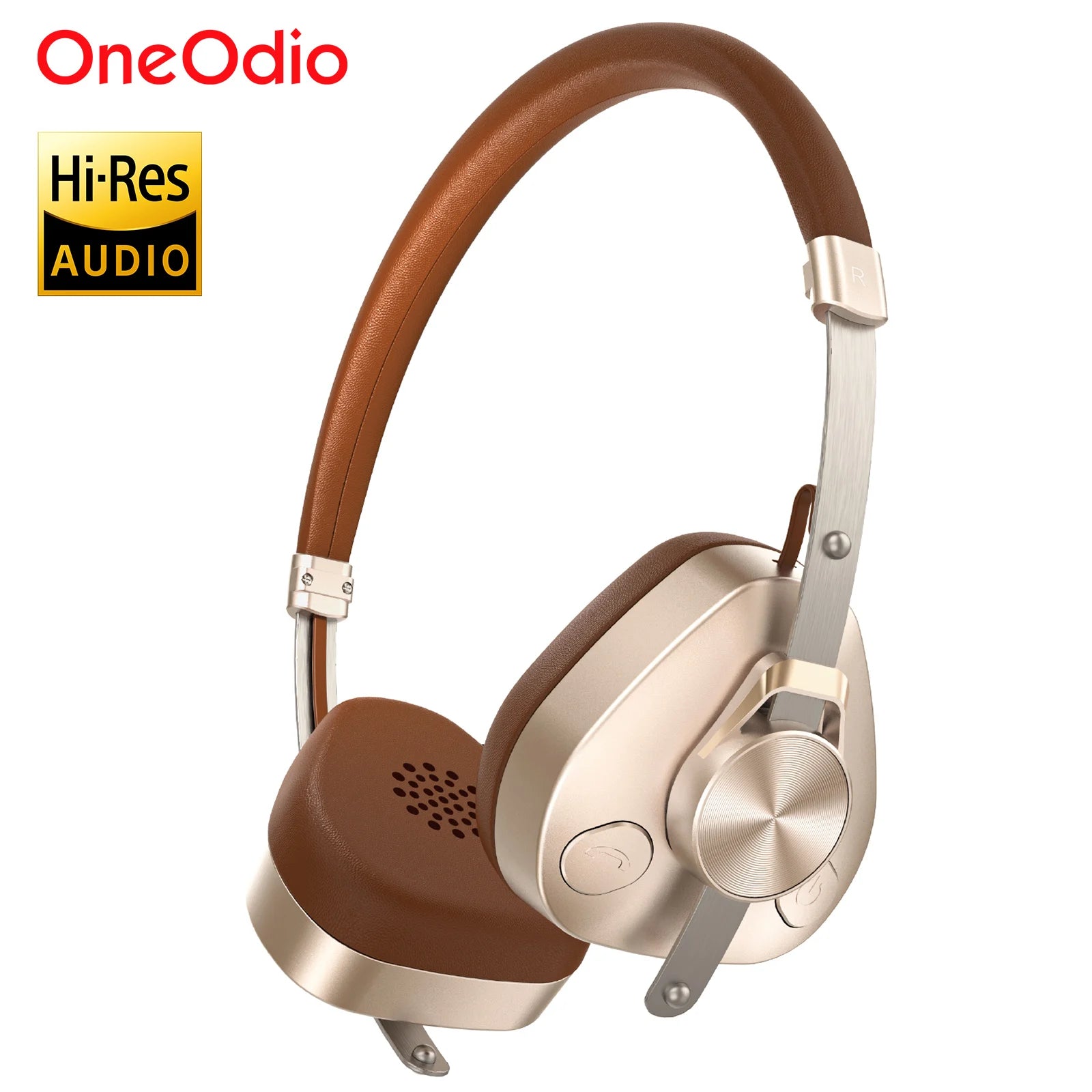 F4 Retro Wireless Bluetooth Headphones Hi-Res Audio On Ear Bluetooth 5.4 Headset With Microphone Metal HiFi Headphones