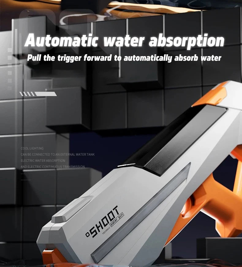 LED Fully Automatic Fire Effect Electric Water Gun Rechargeable Long Range Water Blaster