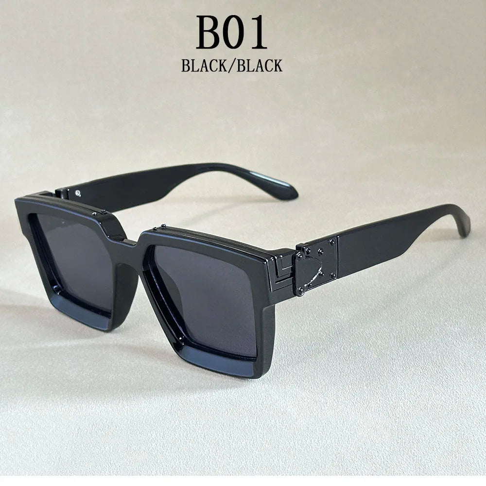 Retro Square Millionaire Sunglasses With UV400 Protection