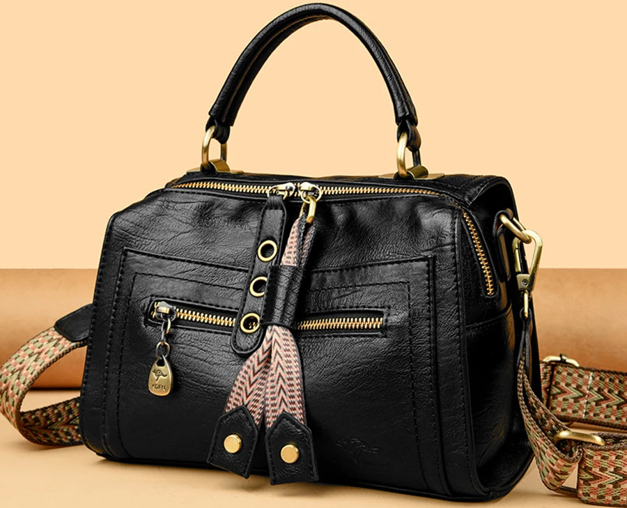 Handbags High Quality Leather Shoulder Bags Designer Solid Color Handbag